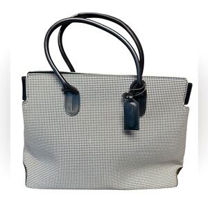 Paloma Picasso Houndstooth Tote Black & White Purse Handbag ~ Excellent